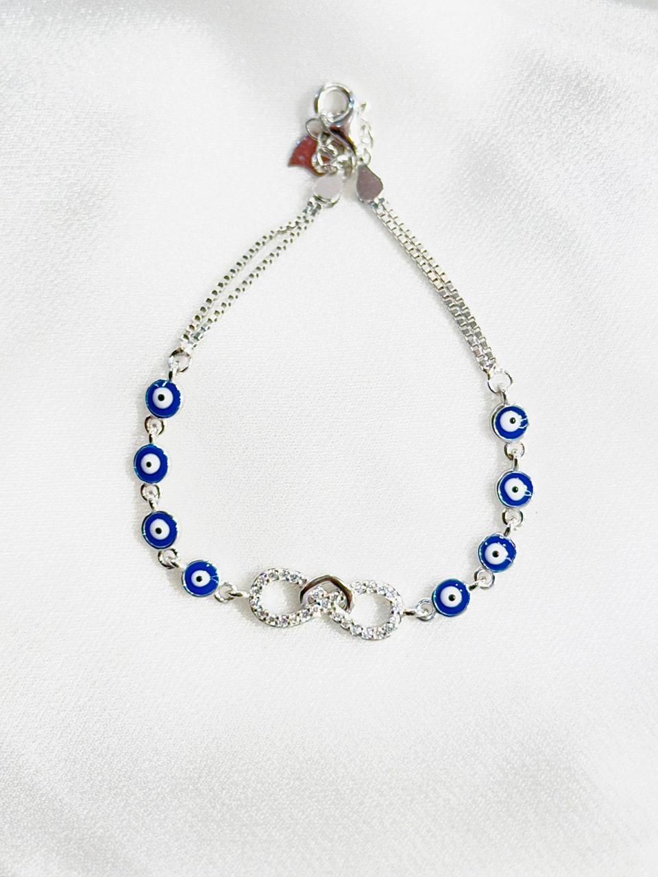 925 Silver Evil Eye Infinity Bracelet