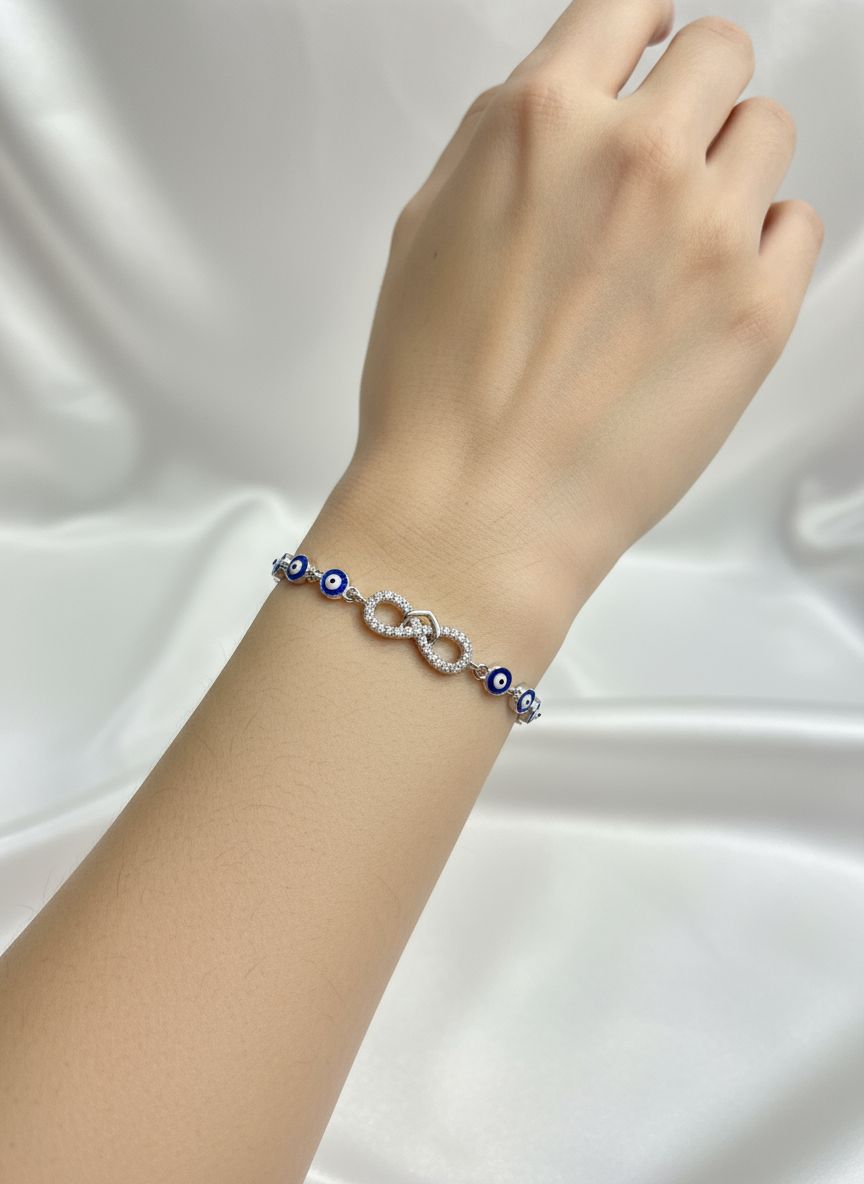 925 Silver Evil Eye Infinity Bracelet