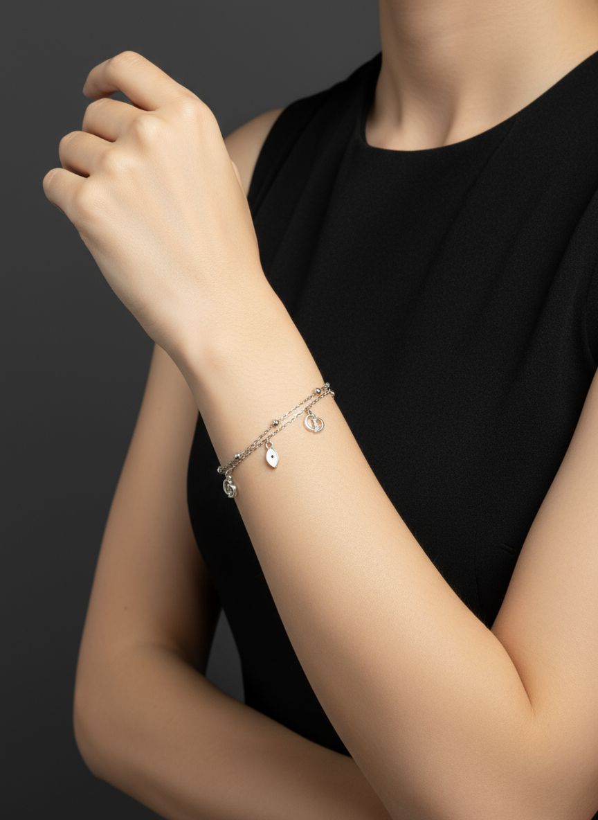 925 Silver Evil Eye Charm Bracelet