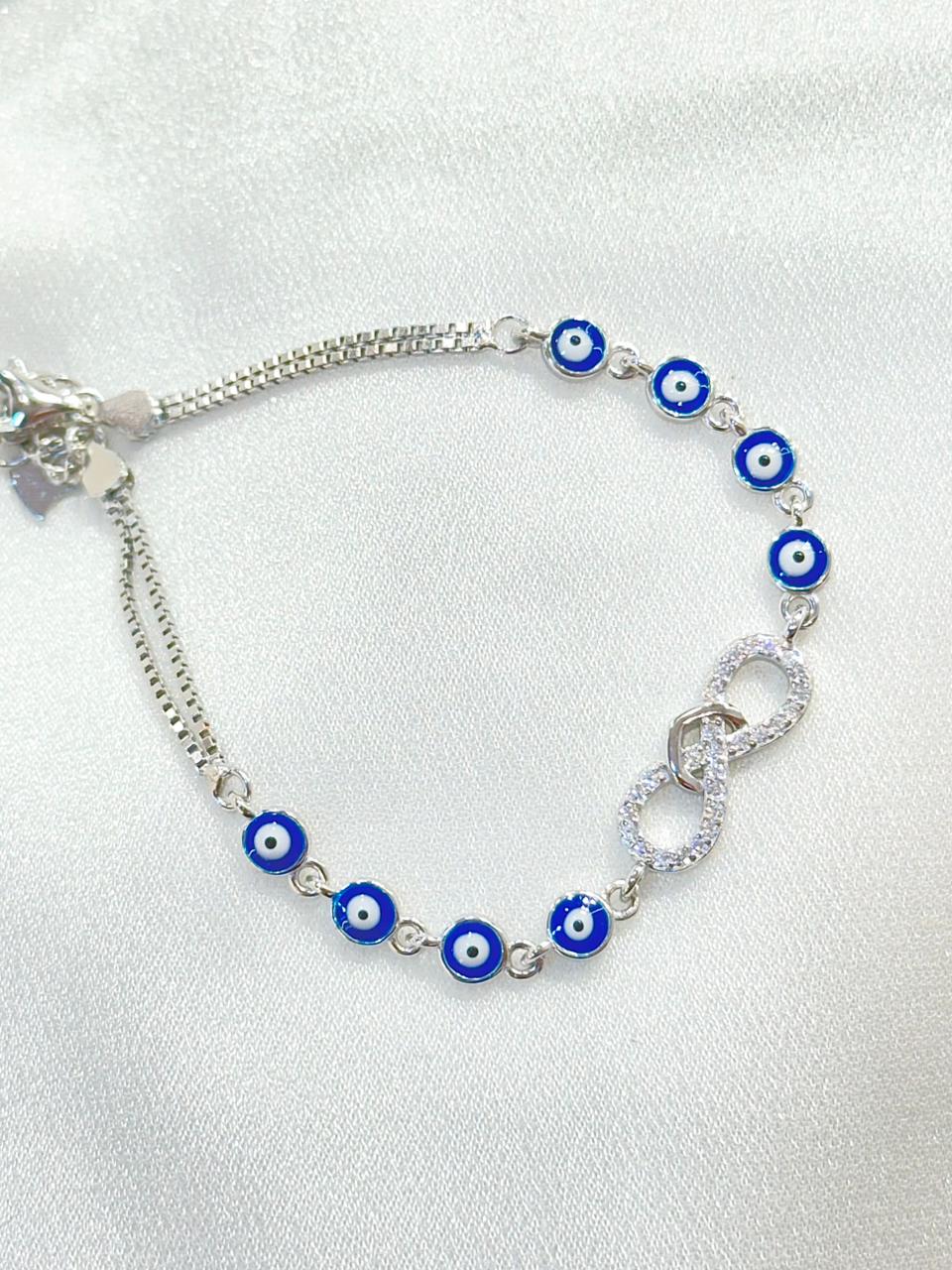 925 Silver Evil Eye Infinity Bracelet