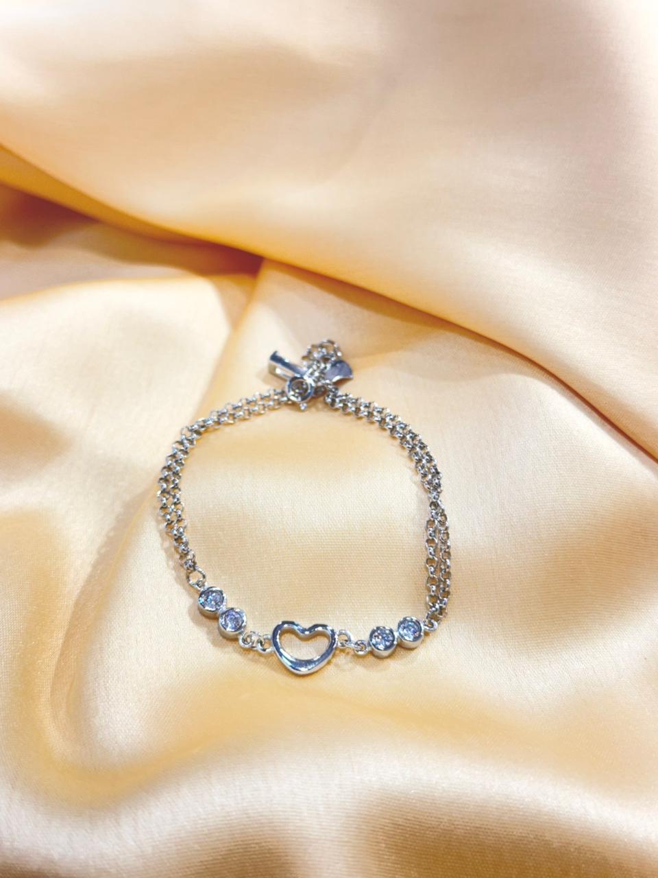 Heartsong 925 Silver Bracelet with CZ Accents