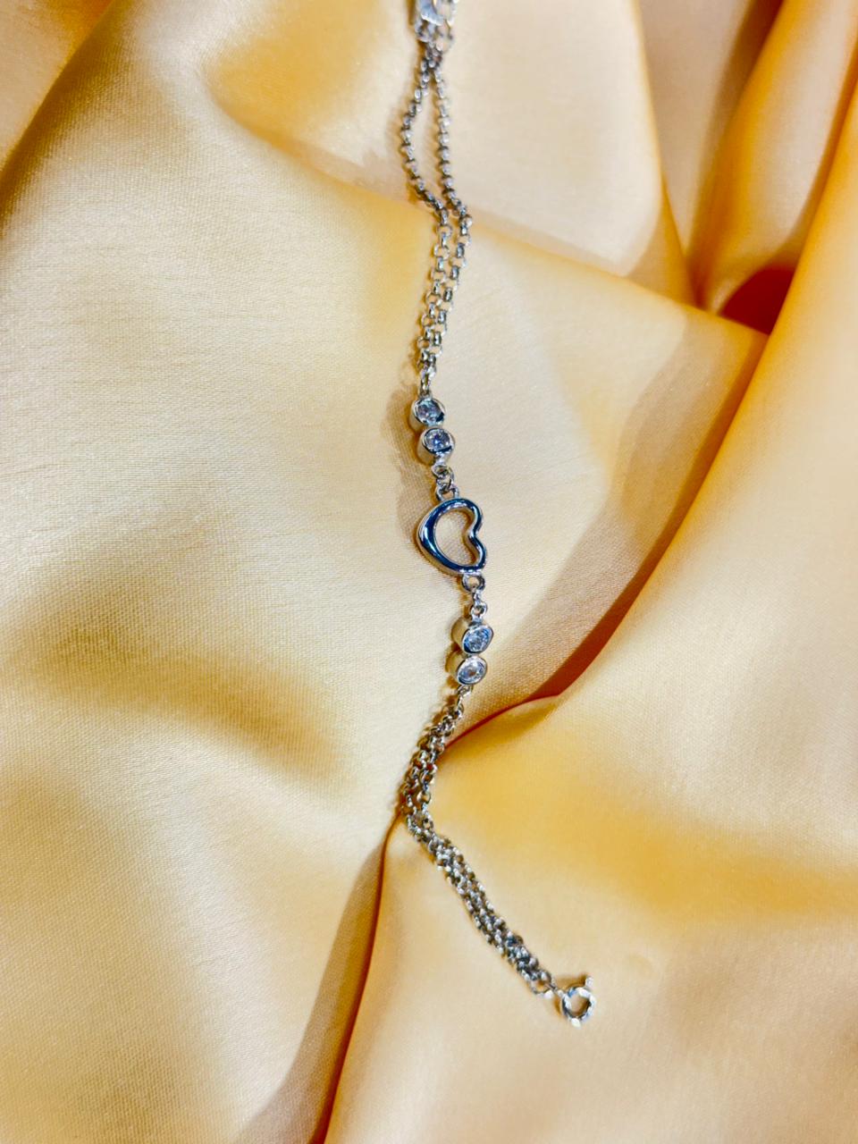 Heartsong 925 Silver Bracelet with CZ Accents