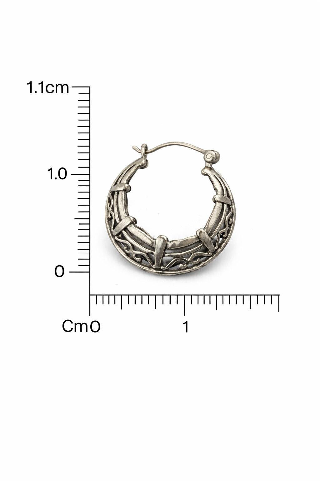 Oxidised Silver Textured Hoop Earrings