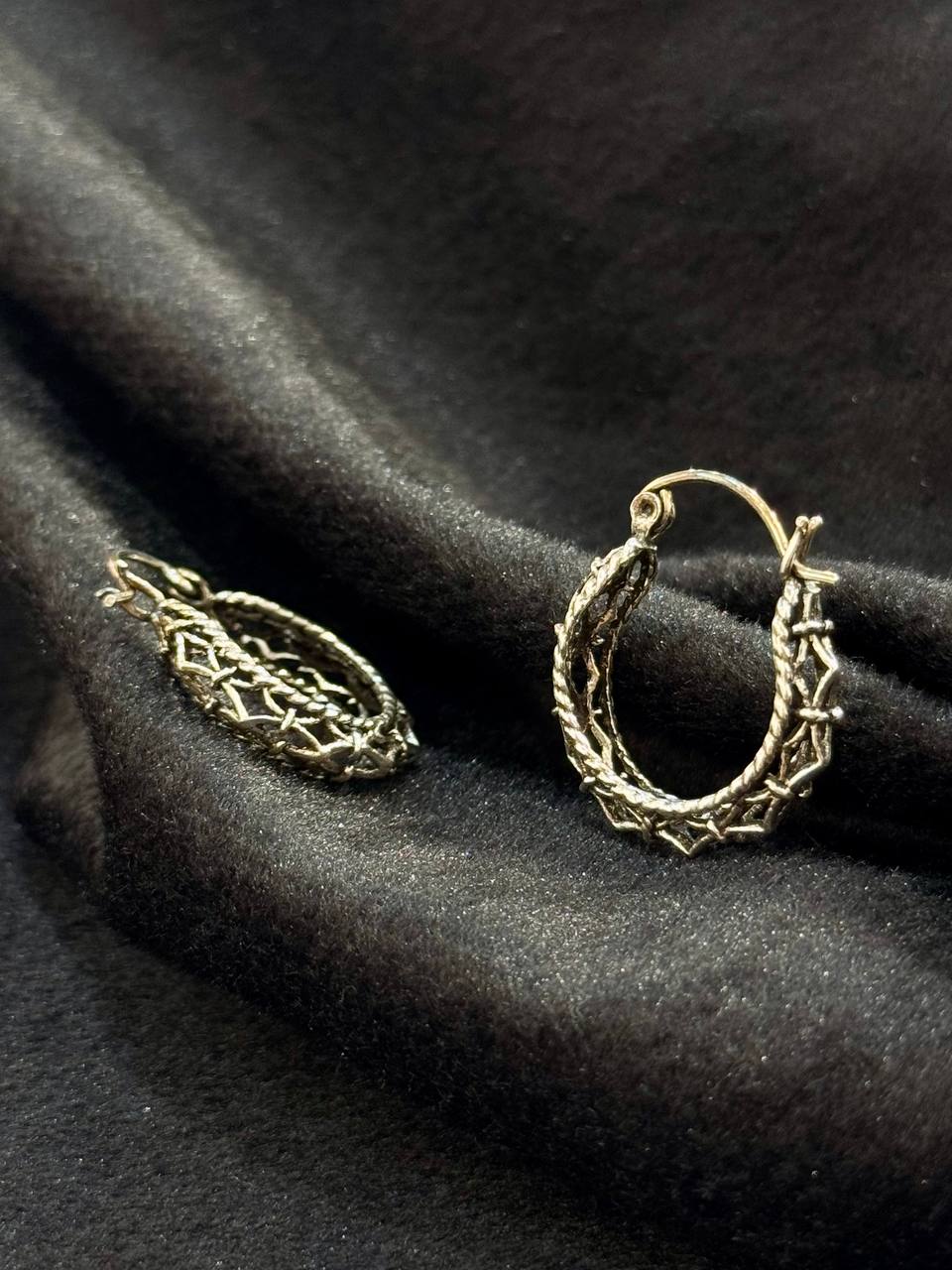 Oxidised Silver Braided Hoop Earrings