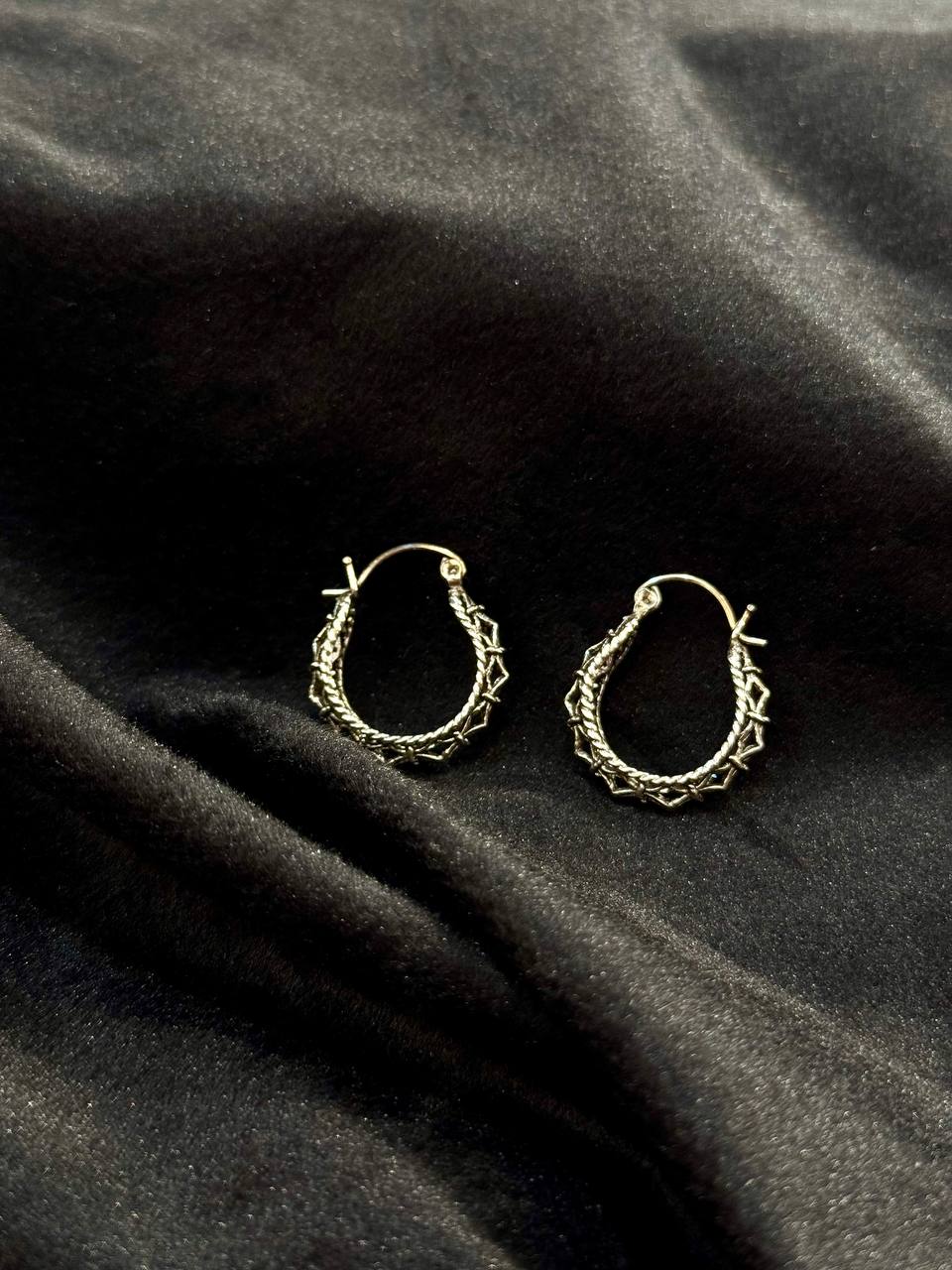 Oxidised Silver Braided Hoop Earrings