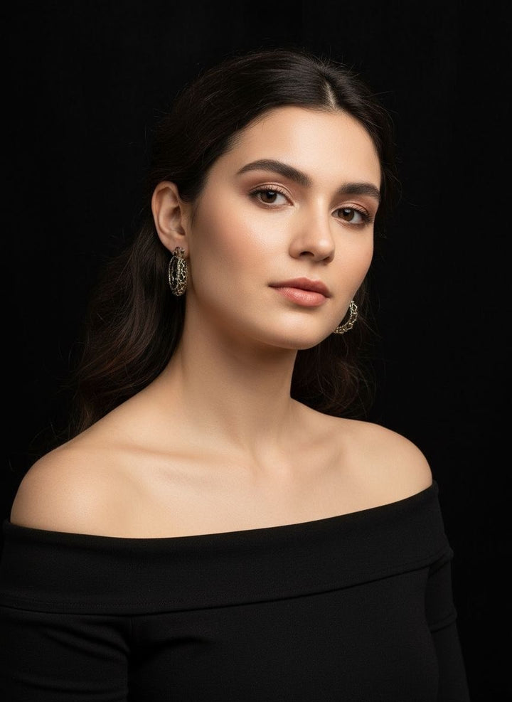 Oxidised Silver Braided Hoop Earrings