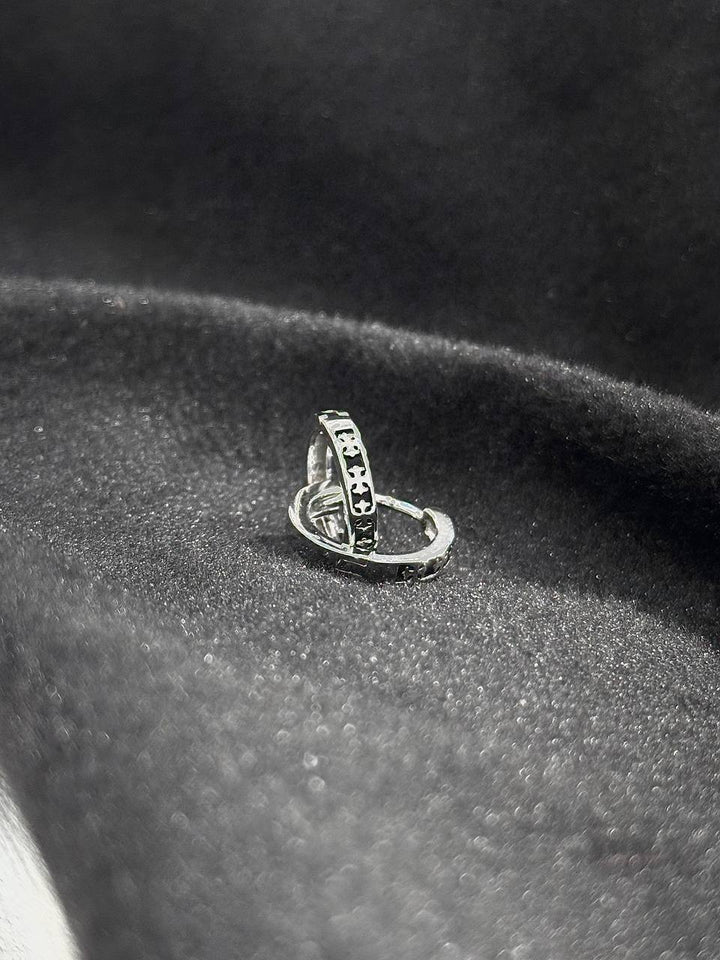 Oxidized Silver Cutwork Mini Hoop Earrings