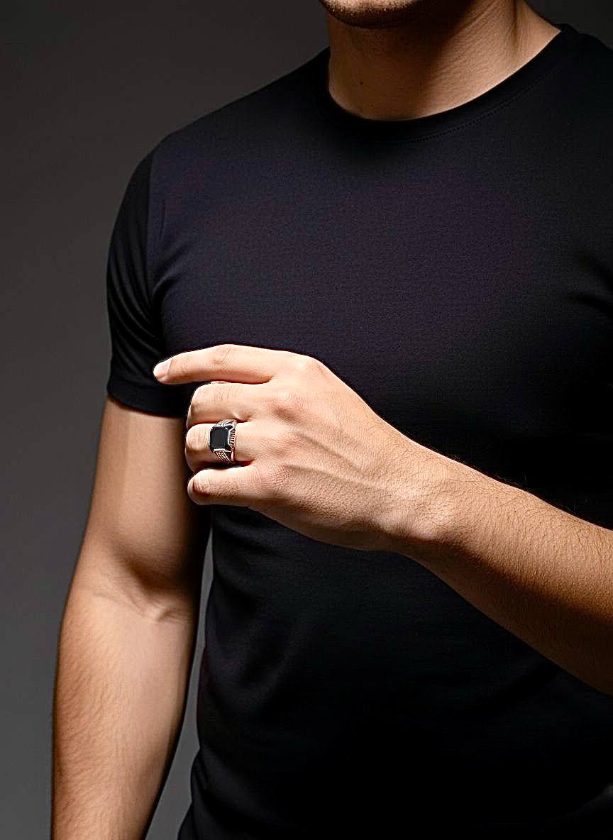 Black Onyx Statement Ring in 925 Silver