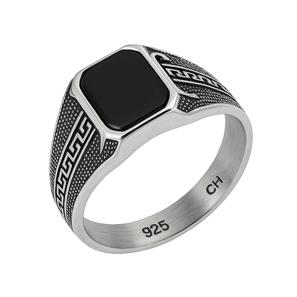 Black Onyx Statement Ring in 925 Silver