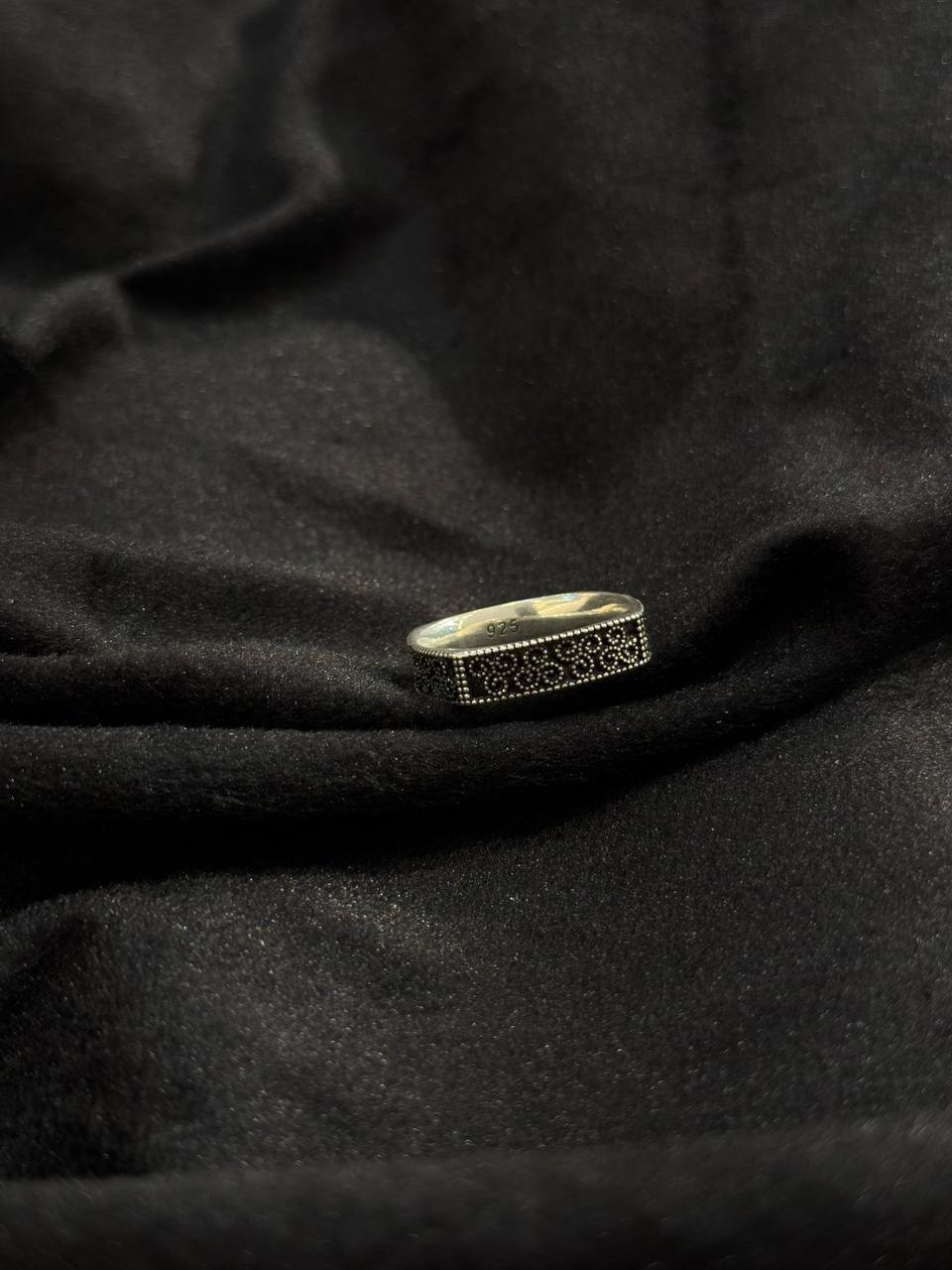 Ornate Textured Silver Band Ring