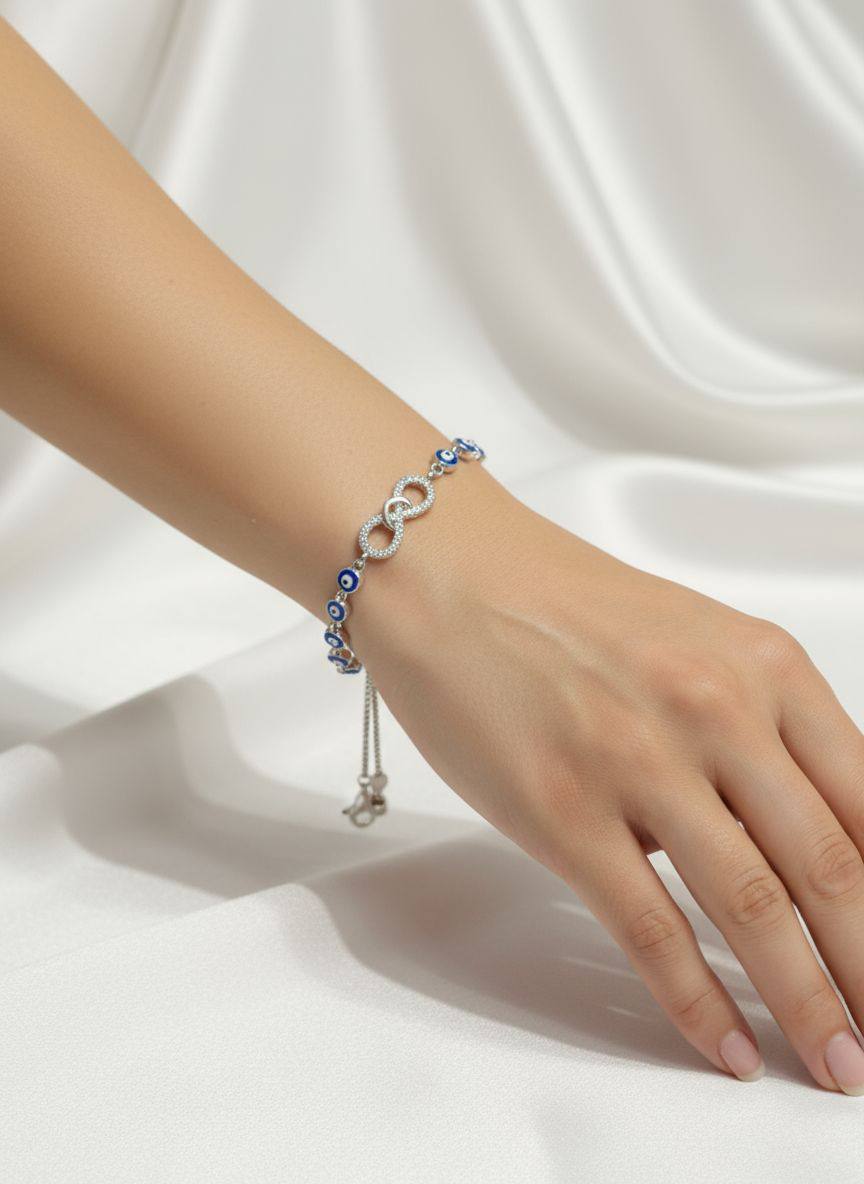 Evil Eye Infinity Silver Bracelet