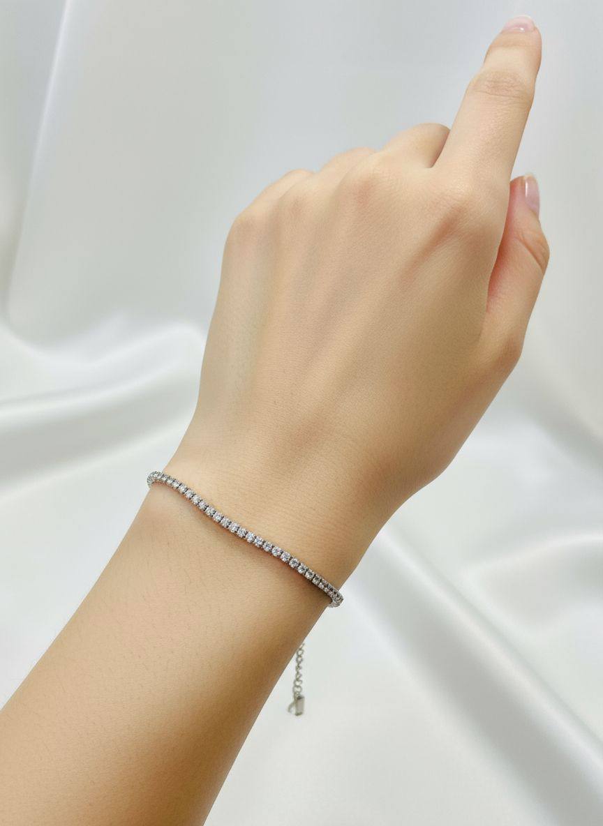 Classic Tennis Silver Bracelet
